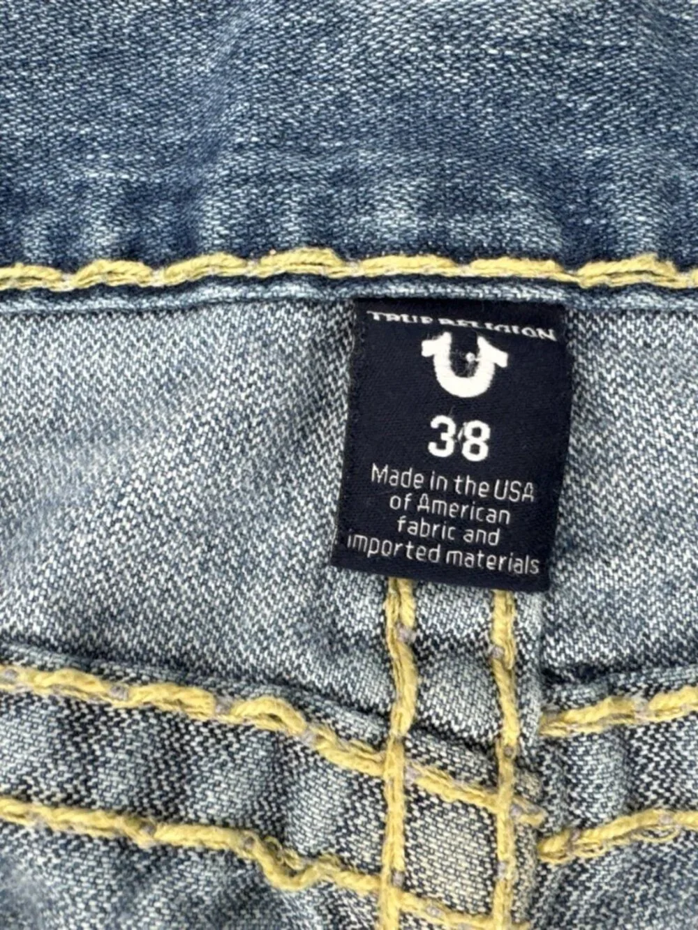 True Religion Ricky Jeans Mens 38x34 Denim Relaxed Straight Super T Flap Pockets
